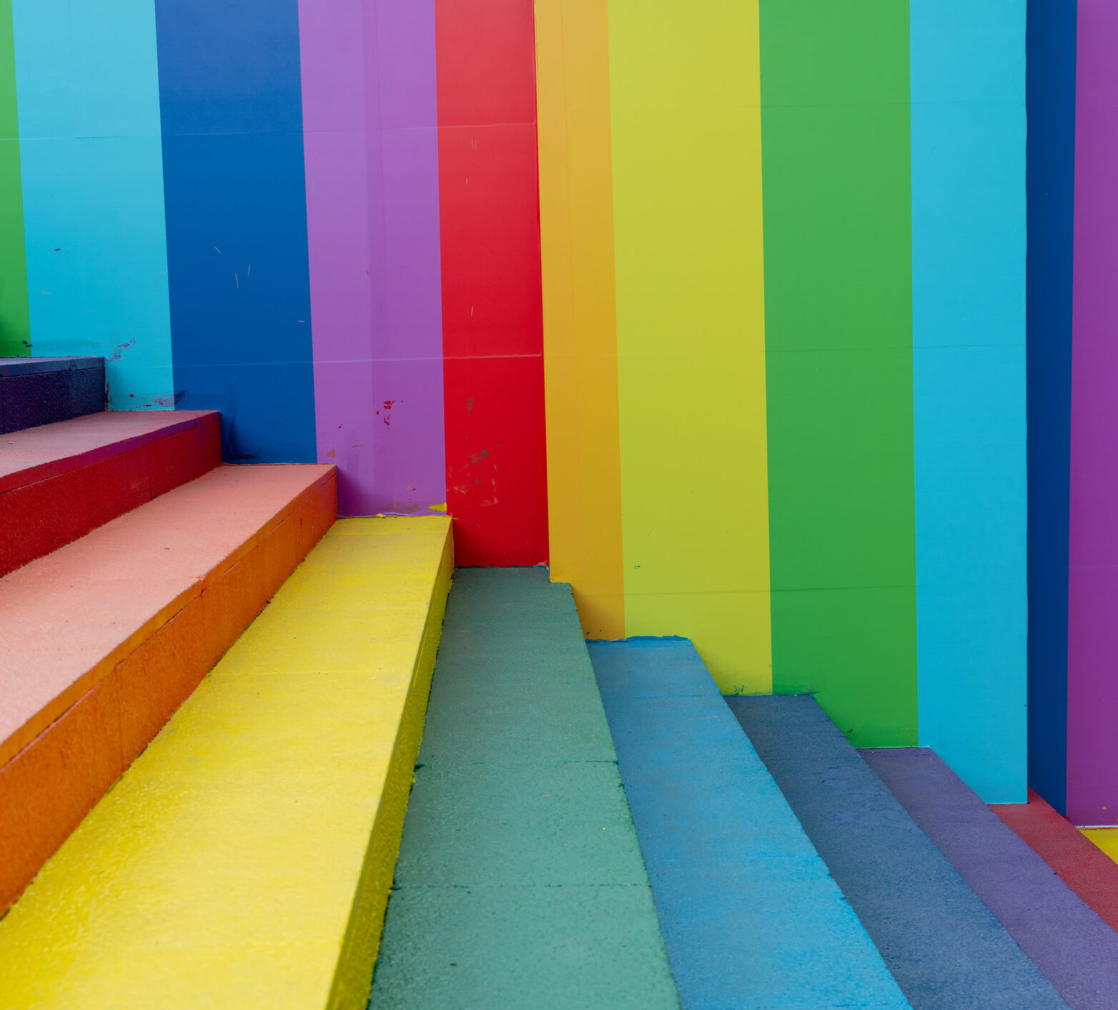 multiple color decorated stairs