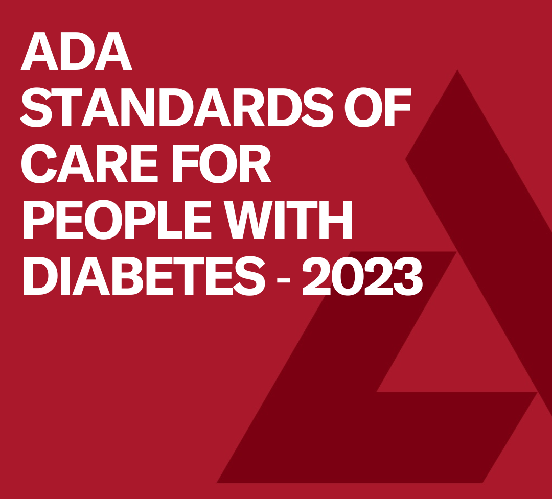 ADA Standards of Care 2023 on red background